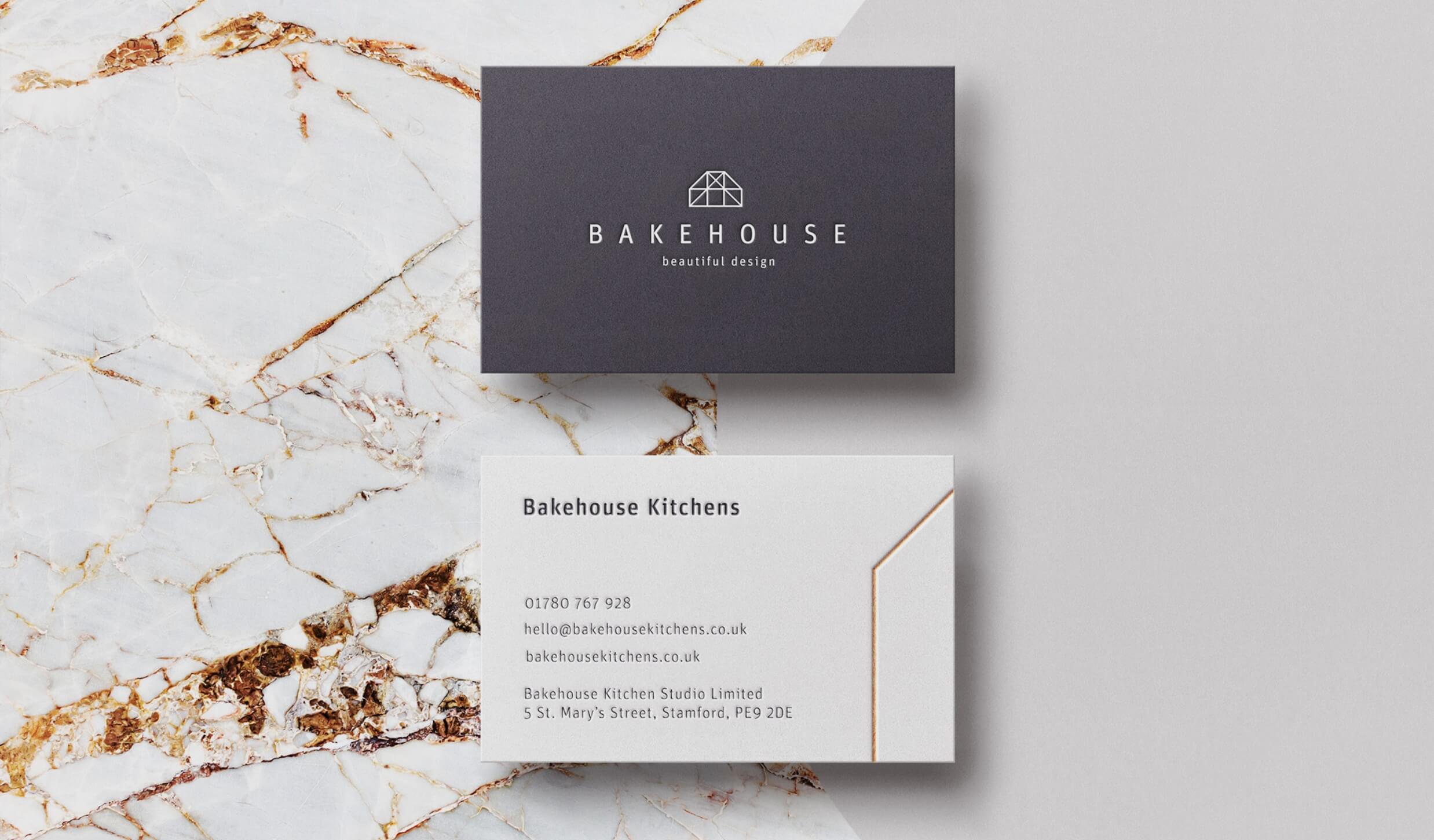 Business cards for luxury kitchen brand Bakehouse Kitchens