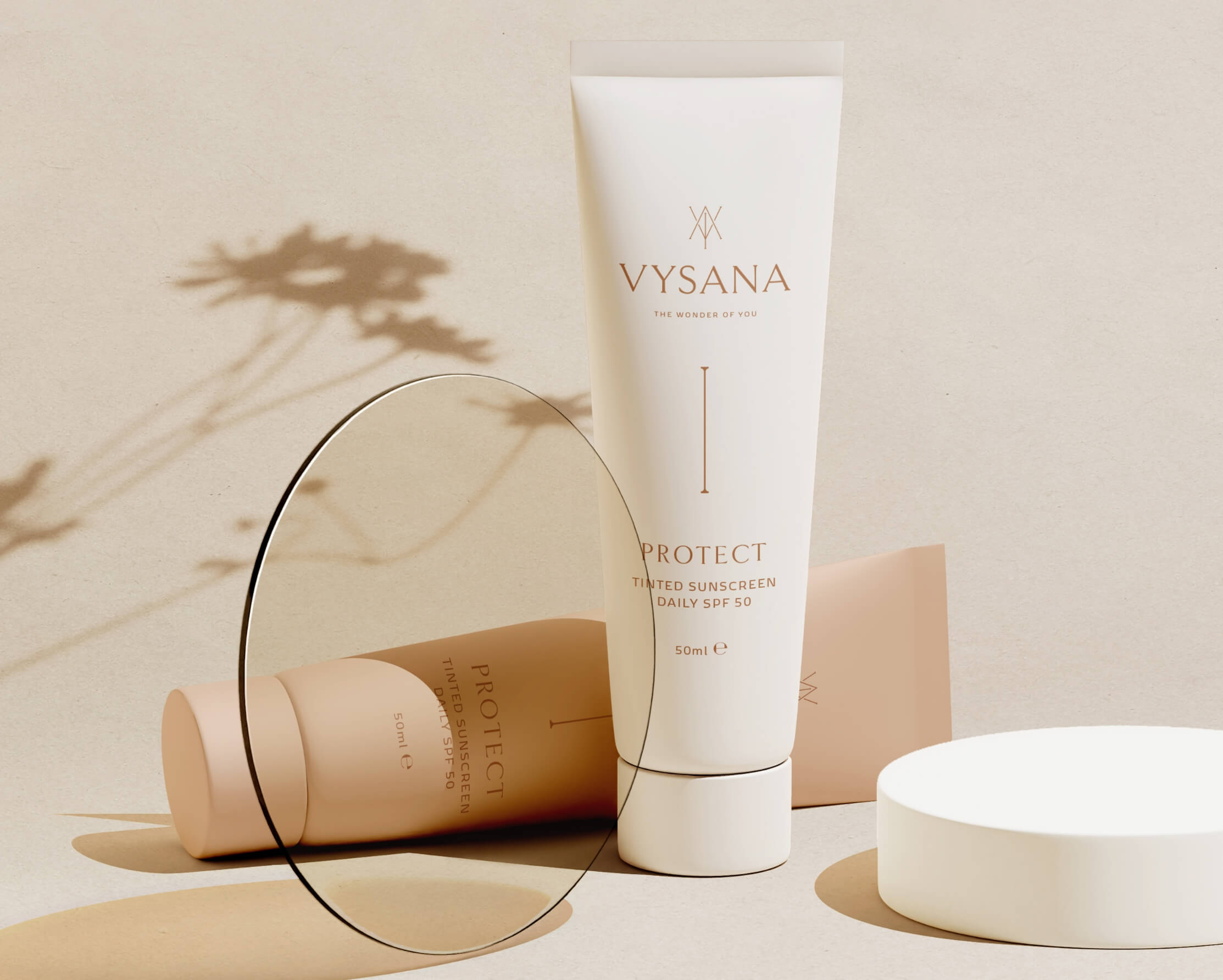 Luxury aesthetic skincare packaging design for Vysana bottles
