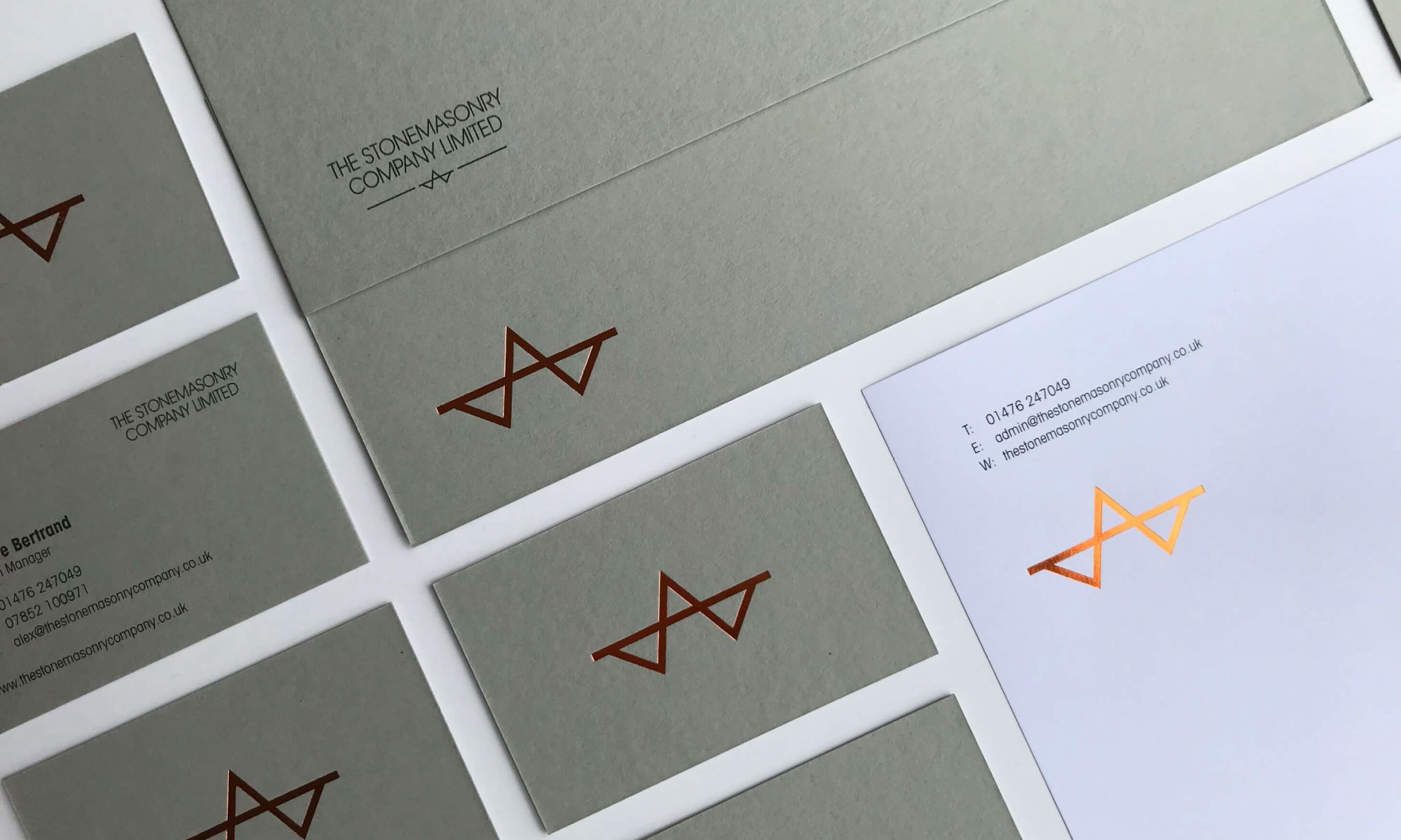 Closeup image of luxury foiled details on branded stationery