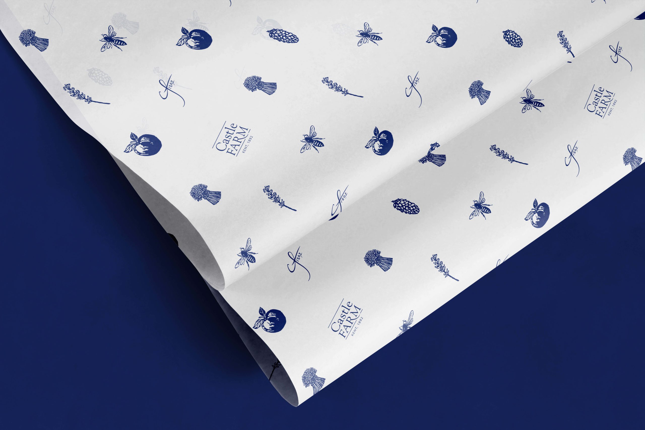 Tissue wrapping paper design for heritage brand, Castle Farm