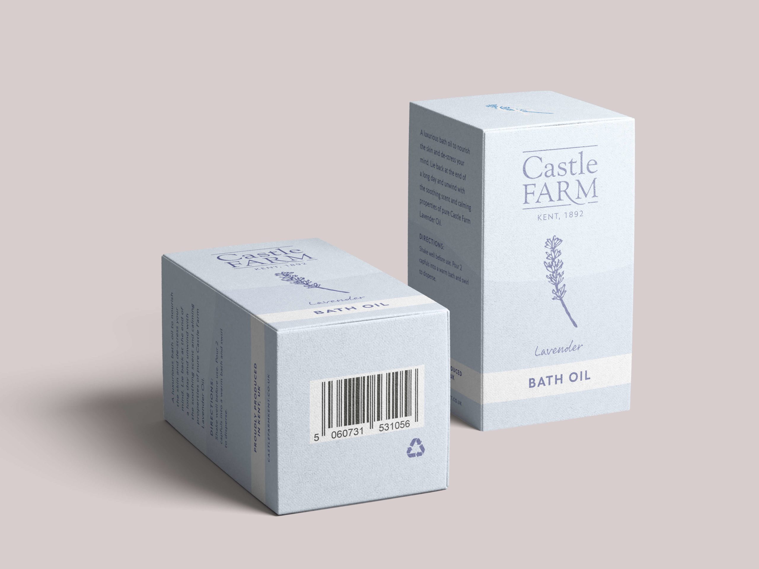 packaging for bath oil for castle farm