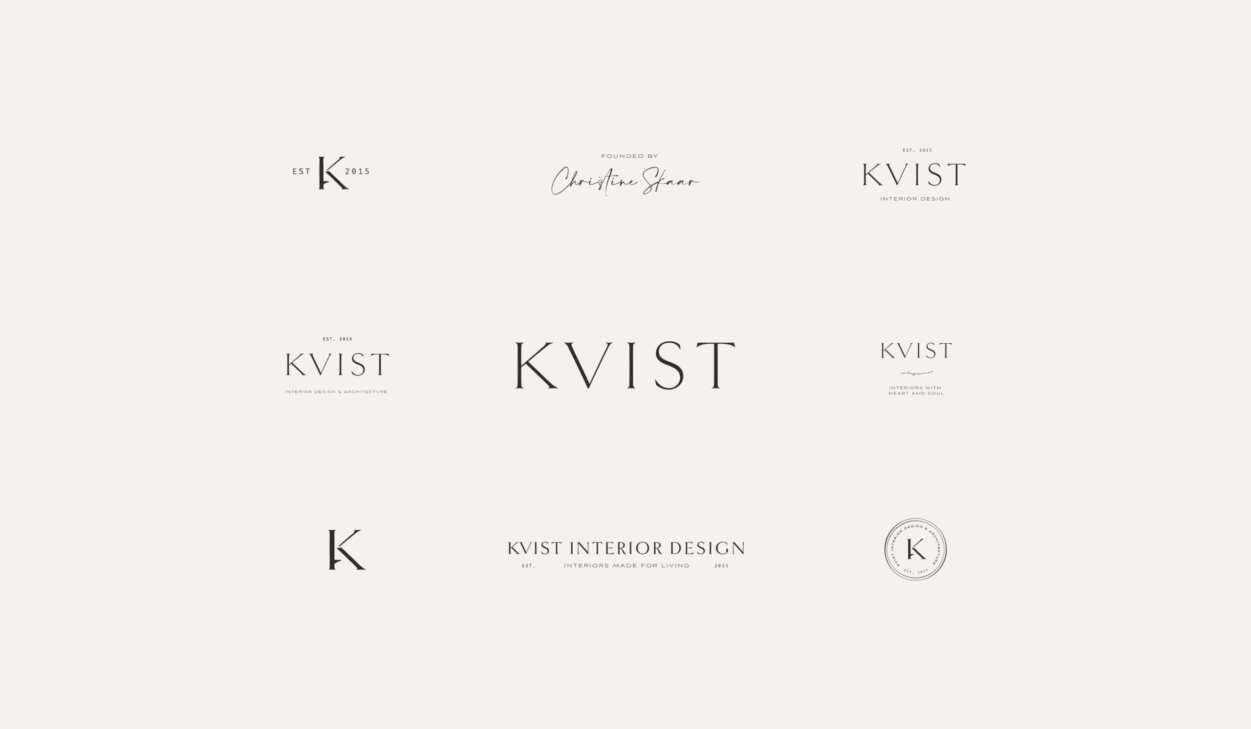 Primary and sub logos for interior design brand, KVIST