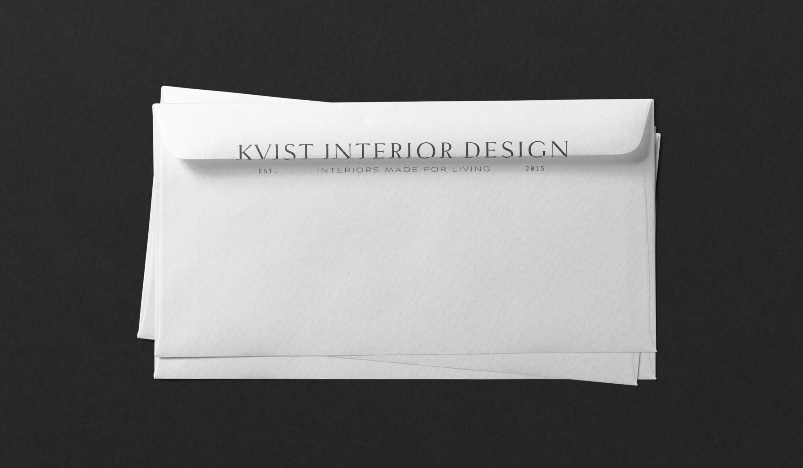 Branded envelopes for KVIST brand identity
