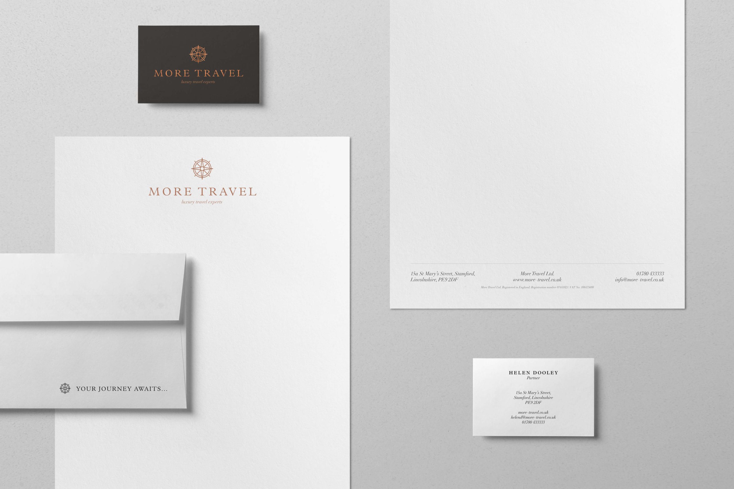 Brand stationery design for luxury travel company, More travel