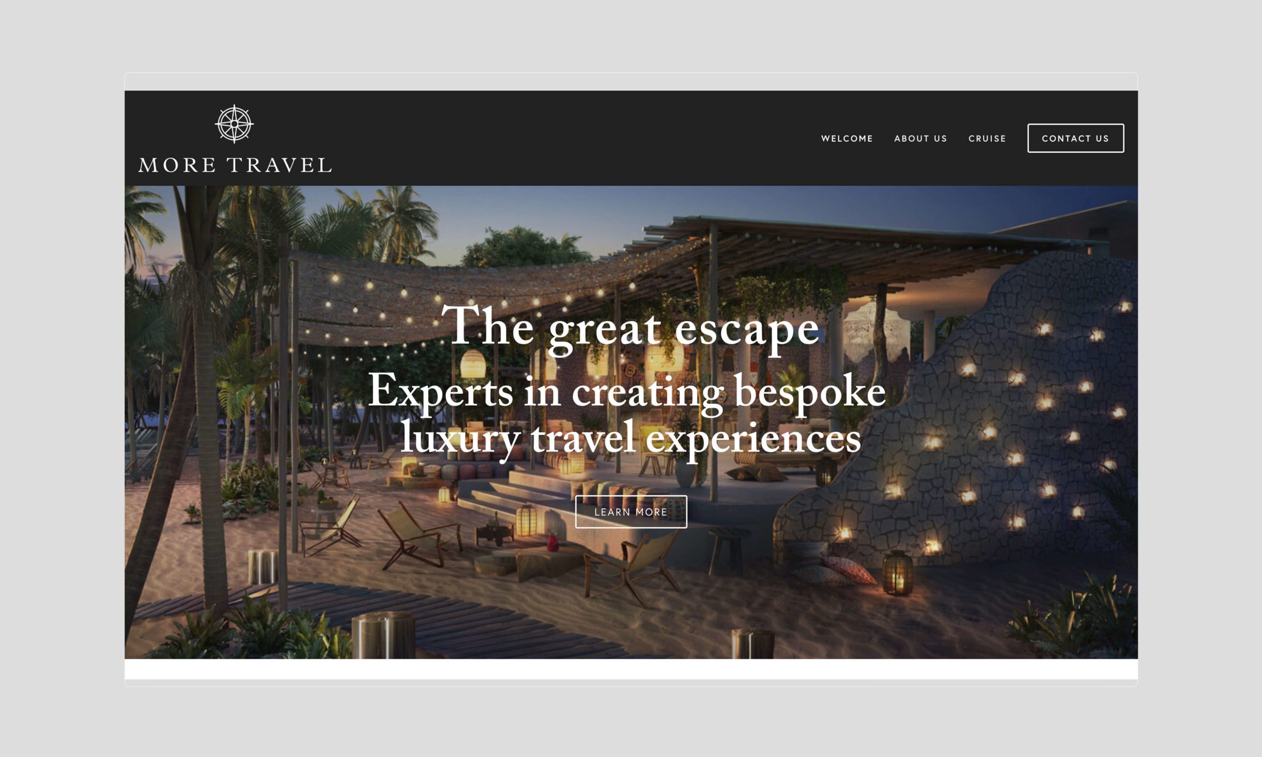Website design for travel brand